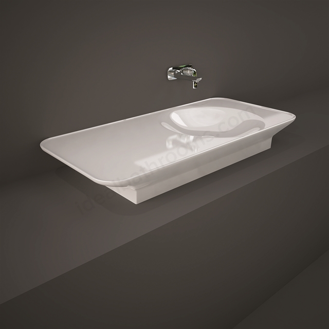 RAK Ceramics Valet Left Ledge 1120mm x 505mm 0 Tap Hole Wall Hung & Countertop Basin - Gloss White