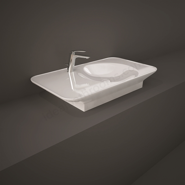 RAK Ceramics Valet Left Ledge 920mm x 505mm 1 Tap Hole Wall Hung & Countertop Basin - Gloss White