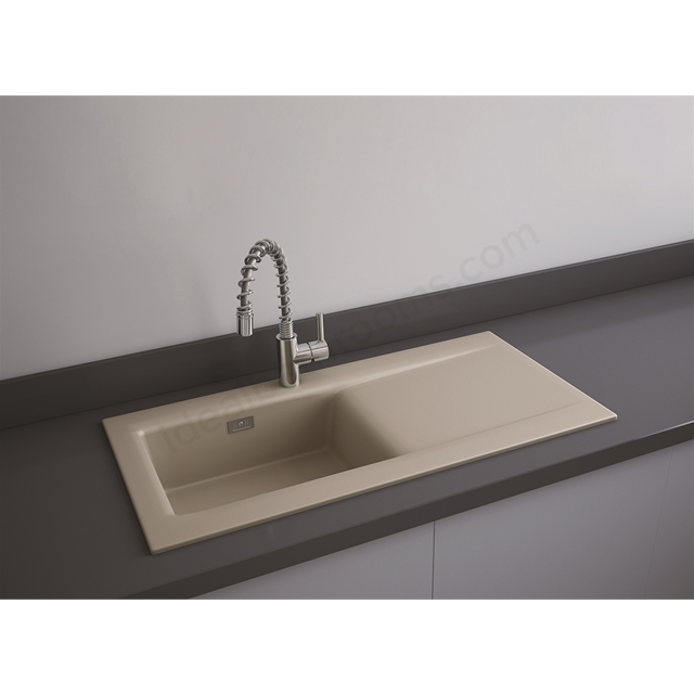RAK Ceramics Dream 2 1010mm x 510mm Slim Single Bowl 0 Tap Hole Kitchen Sink - Matt Cappuccino