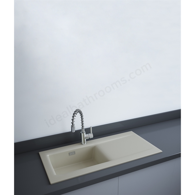 RAK Ceramics Dream 2 1010mm x 510mm Slim Single Bowl 0 Tap Hole Kitchen Sink - Matt Greige