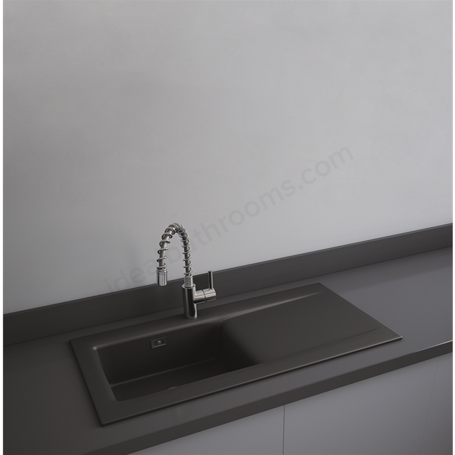 RAK Ceramics Dream 2 1010mm x 510mm Slim Single Bowl 0 Tap Hole Kitchen Sink - Matt Black