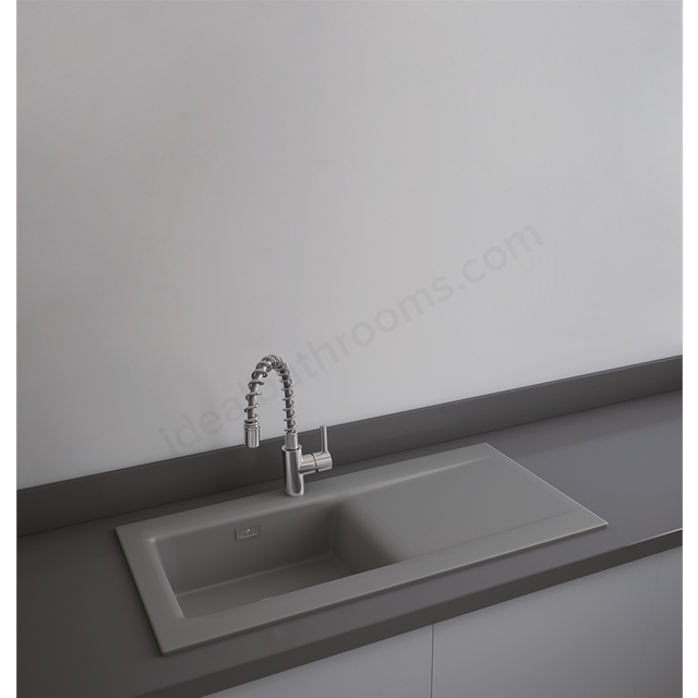RAK Ceramics Dream 2 1010mm x 510mm Slim Single Bowl 0 Tap Hole Kitchen Sink - Matt Grey
