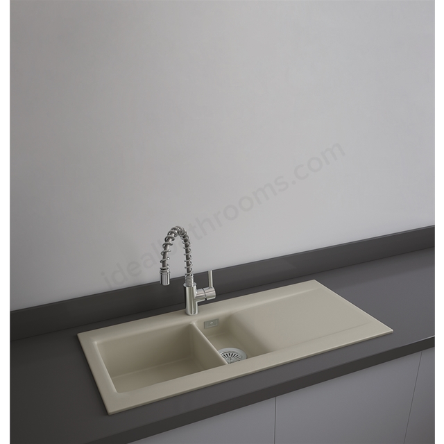 RAK Ceramics Dream 1 1010mm x 510mm Slim 1.5 Bowl 0 Tap Hole Kitchen Sink - Matt Greige