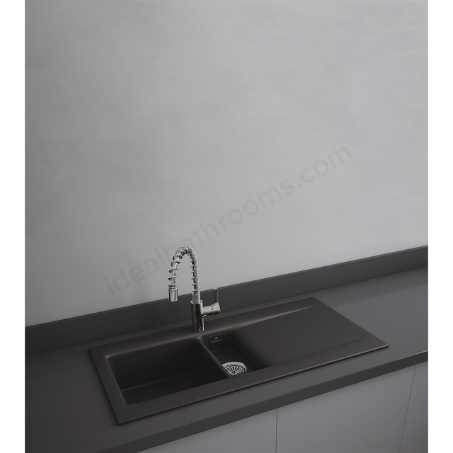 RAK Ceramics Dream 1 1010mm x 510mm Slim 1.5 Bowl 0 Tap Hole Kitchen Sink - Matt Black