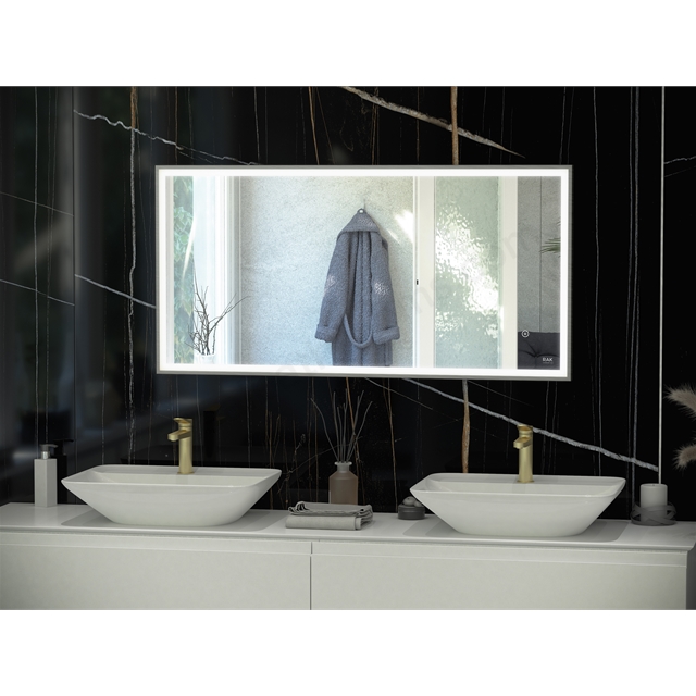 RAK Ceramics Art Square 600mm x 1200mm Brushed Nickel LED Mirror