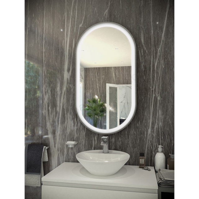 RAK Ceramics Art Oval 450mm x 1000mm Silver LED Mirror