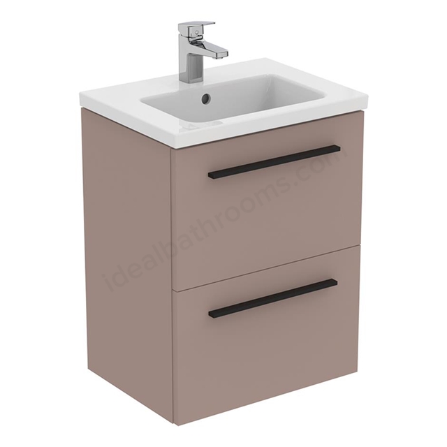 Ideal Standard i.Life S 500mm x 630mm x 375mm Compact Wall Hung Vanity Unit w/ 2 Drawers - Matt Griege