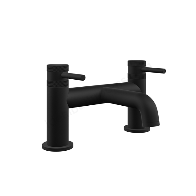 Scudo Core Collection 2 Tap Hole Deck Mounted Bath Filler - Matt Black