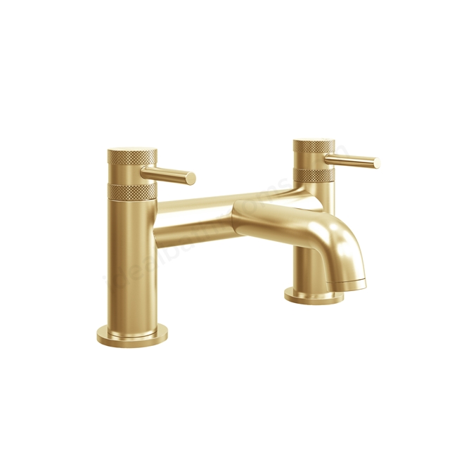 Scudo Core Collection 2 Tap Hole Deck Mounted Bath Filler - Brushed Brass