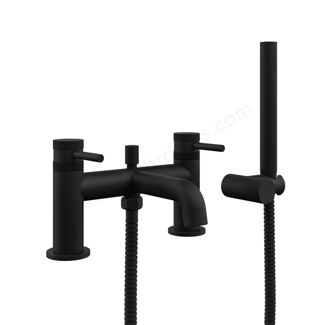 Scudo Core Collection 2 Tap Hole Deck Mounted Bath Shower Filler - Matt Black