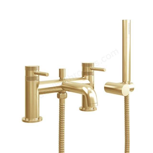 Scudo Core Collection 2 Tap Hole Deck Mounted Bath Shower Filler - Brushed Brass