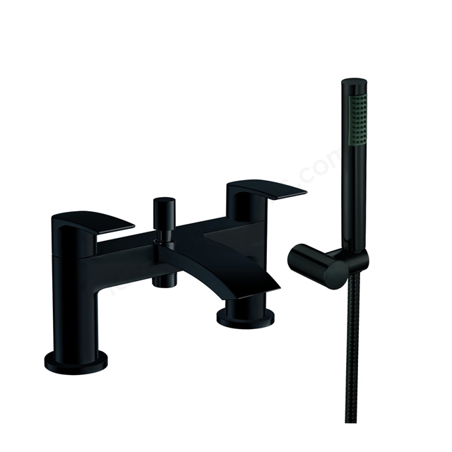 Scudo Belini 4 Tap Hole Deck Mounted Bath Shower Filler - Matt Black