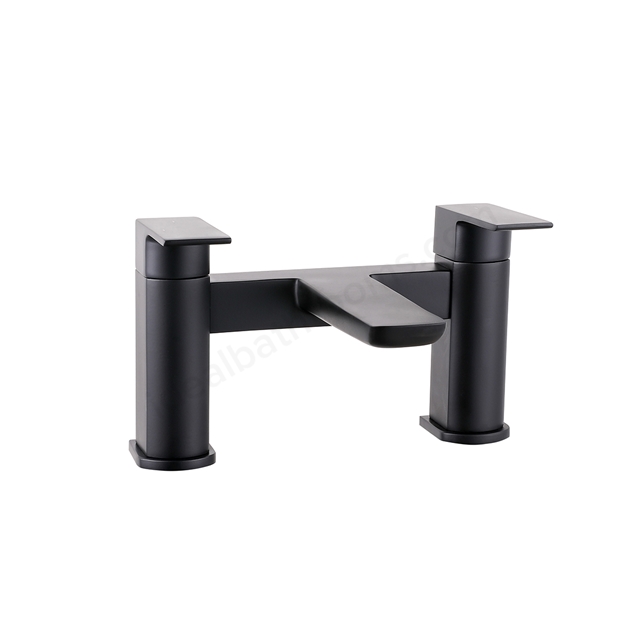 Scudo Muro 2 Tap Hole Deck Mounted Bath Filler - Matt Black