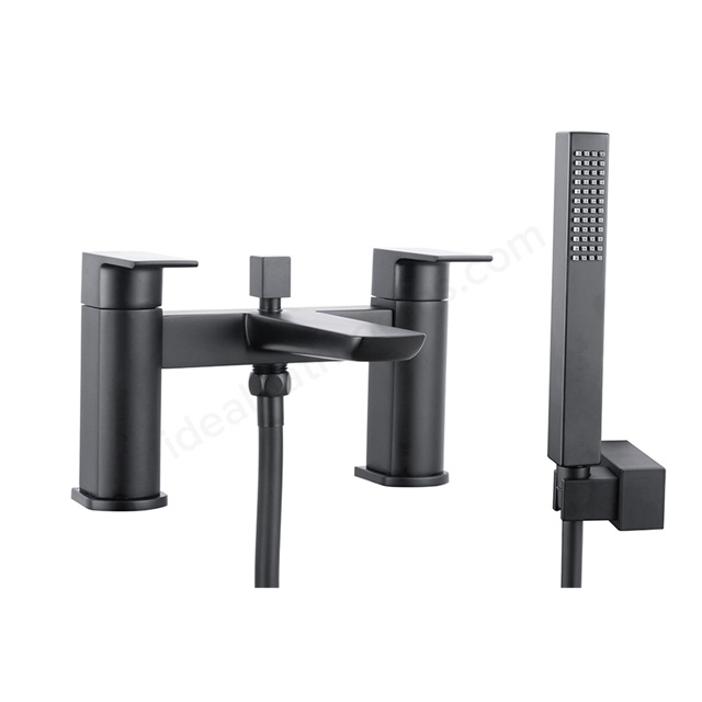 Scudo Muro 2 Tap Hole Deck Mounted Bath Shower Filler - Matt Black