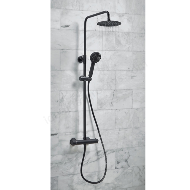 Scudo Mono Middleton Shower PLUS Adjustable round rigid riser shower - Black