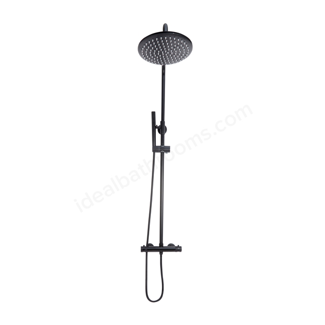 Scudo Core Round Rigid Riser Shower Black - Matt Black