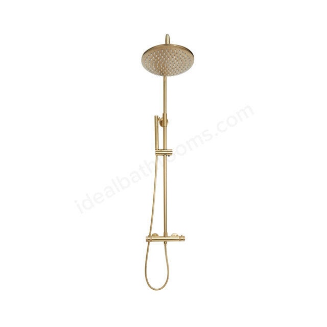 Scudo Core Round Rigid Riser Shower - Brushed Brass