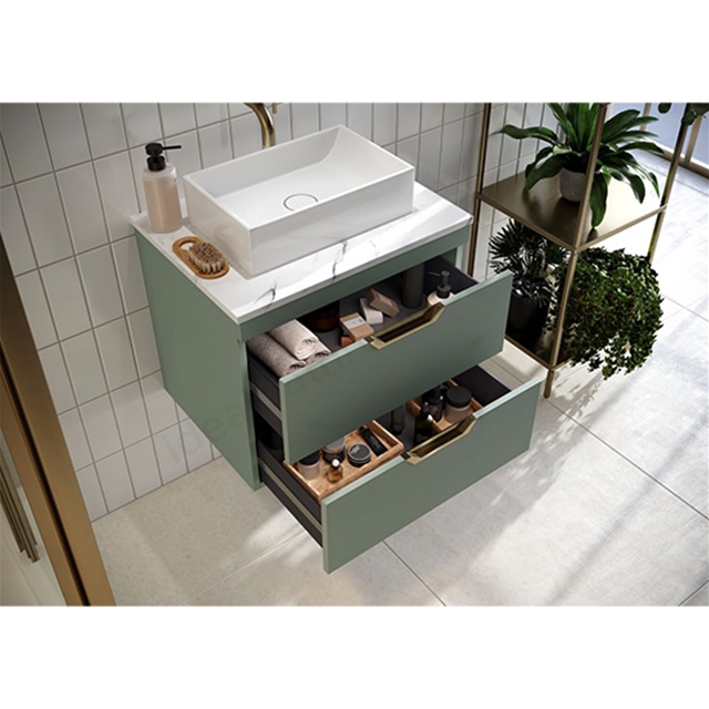 Scudo Aubrey 600mm x 500mm x 440mm Wall Mounted Vanity Unit - Reed Green