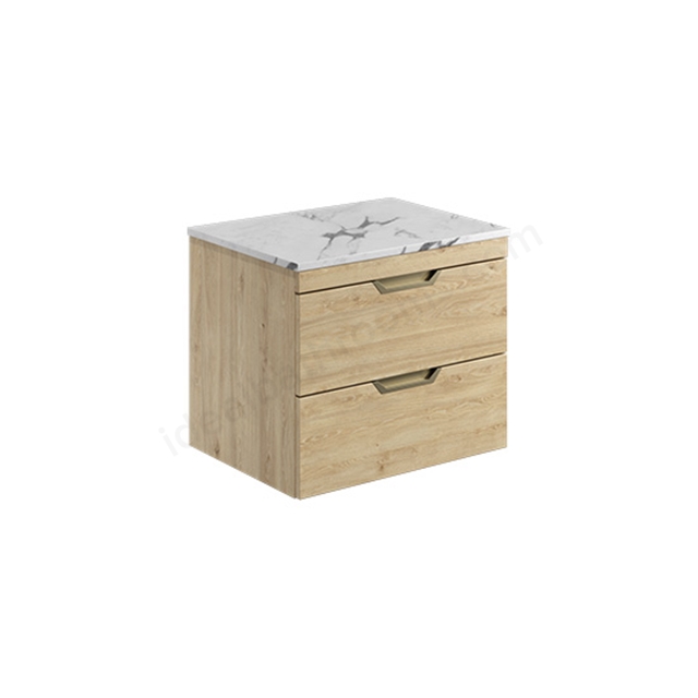 Scudo Aubrey 600mm x 500mm x 440mm Wall Mounted Vanity Unit - Davos Oak