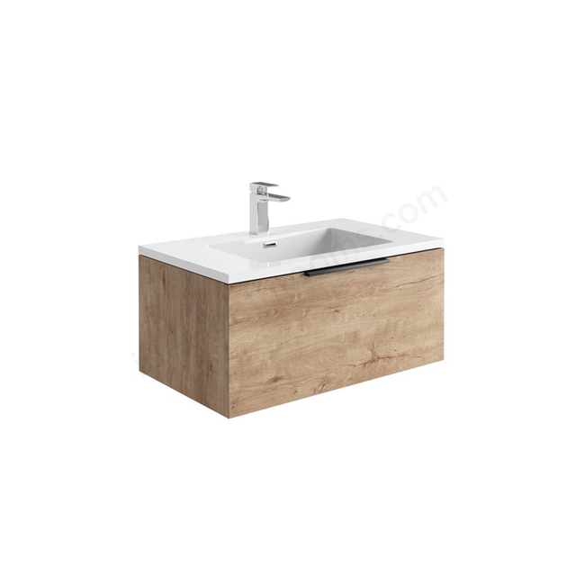 Scudo Ambience 790mm x 350mm x 475mm Wall Mounted Vanity Unit - Melamine/Oak