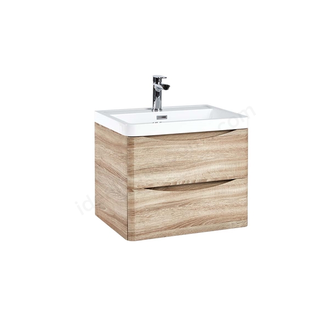 Scudo Bella 596mm x 450mm x 448mm Wall Mounted Vanity Unit - Sonoma Oak