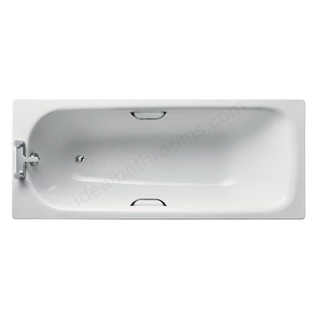 Ideal Standard SIMPLICITY Single Ended Rectangular Steel Bath; 2 Tap Holes; Twin Grips; 1700x700mm; White