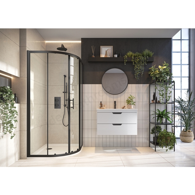 Scudo 6mm Black Glass 800mm Double Door Quad (1850mm)