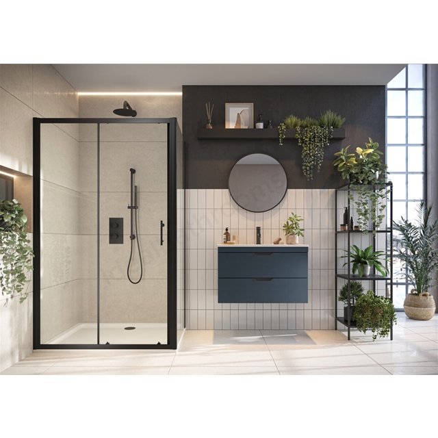 Scudo 6mm Black Glass 1000mm Sliding Door  (1850mm)