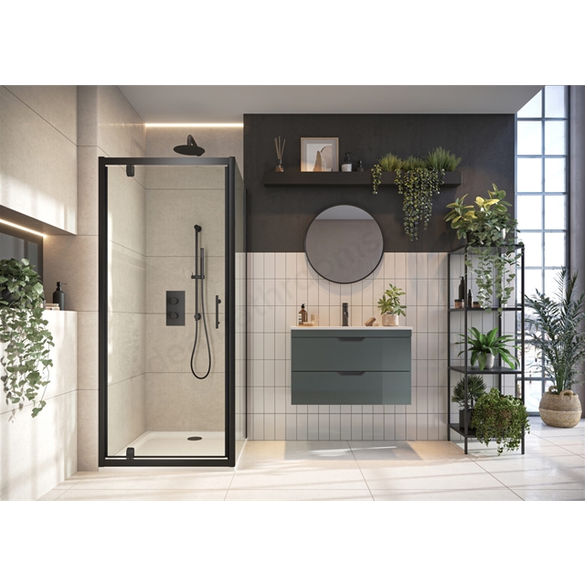 Scudo 6mm Black Glass 800mm Pivot Door (1850mm)