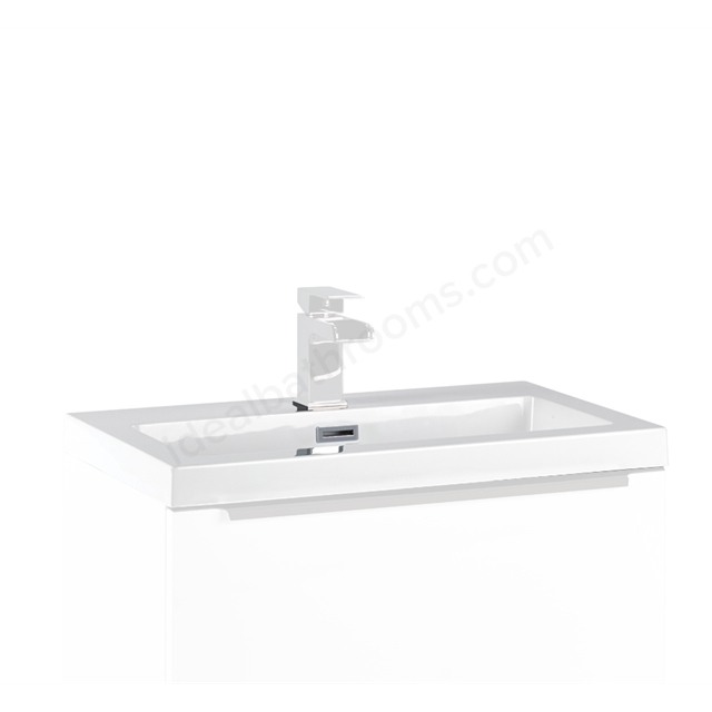 Scudo Muro 600mm x 350mm 1 Tap Hole Vanity Basin  -  White