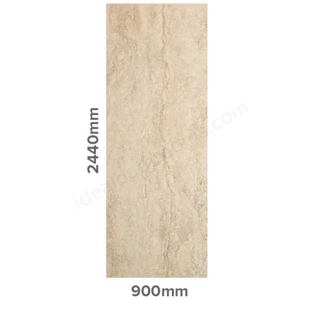 Showerwall Travetine Stone 900mm Wide Straight Edged Panel