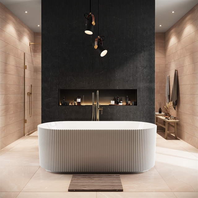 Scudo 1700mm x 800mm x 600mm Fluted Freestanding Bath - White