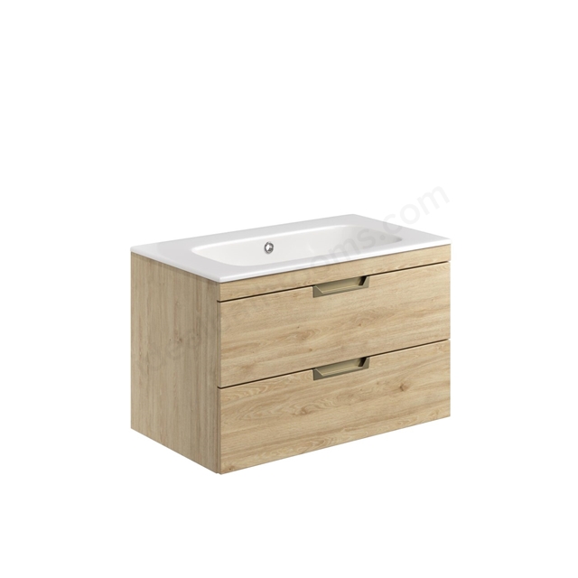 Scudo Aubrey 800mm x 500mm x 440mm Wall Mounted Vanity Unit - Davos Oak