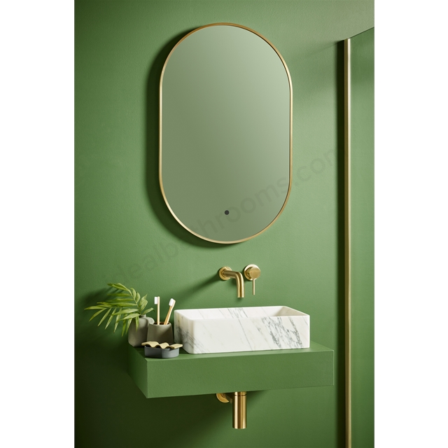 Scudo Aubrey 500mm x 800mm Square LED Mirror - Brushed Brass