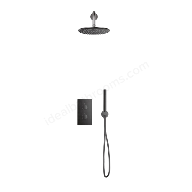 Scudo Core Round Handle Shower Arm Drench Head & Bracket - Gunmetal