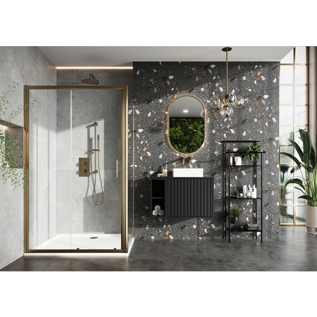 Scudo S6 6mm x 1000mm Sliding Door  (1900mm) - Brushed Brass