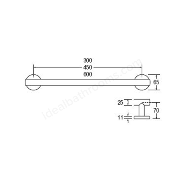 Bathex Yardley 300mm Stainless Steel Grab Rail - Custom Colour