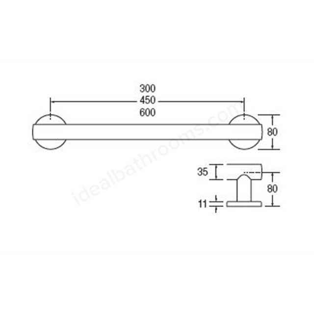 Bathex Yardley 600mm Stainless Steel Grab Rail - Sateen Polish