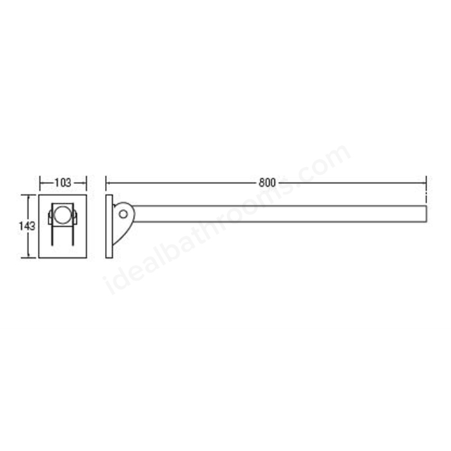 Bathex Friction 800mm Single Arm Concealed Stainless Steel Support Rail - Sateen Polish