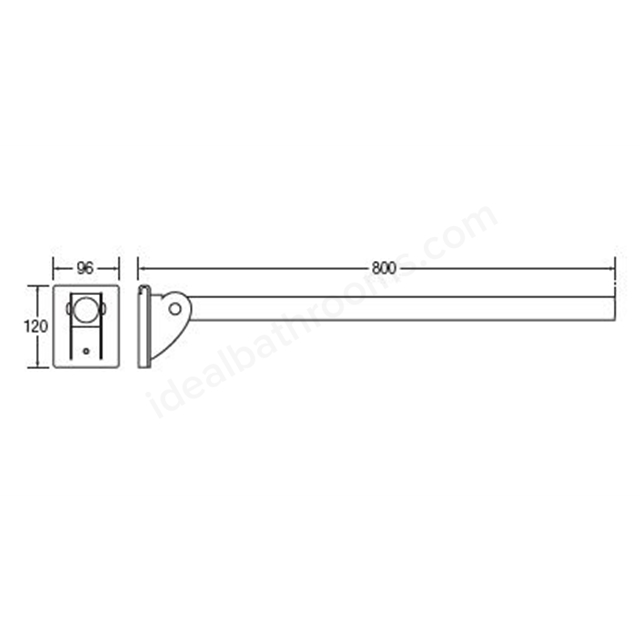 Bathex Friction 800mm Single Arm Concealed Removable Stainless Steel Support Rail - Sateen Polish