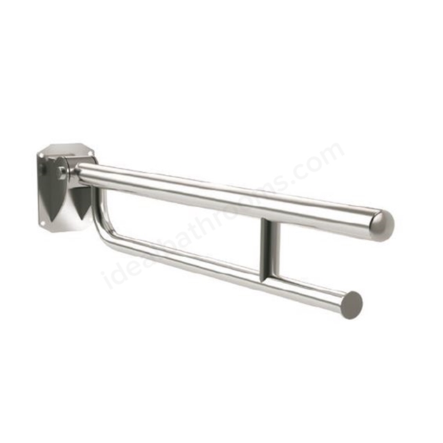 Bathex Friction 800mm Single Arm Concealed Stainless Steel Support Rail w/ Towel Rail & Toilet Roll Holder - Mirror Polished
