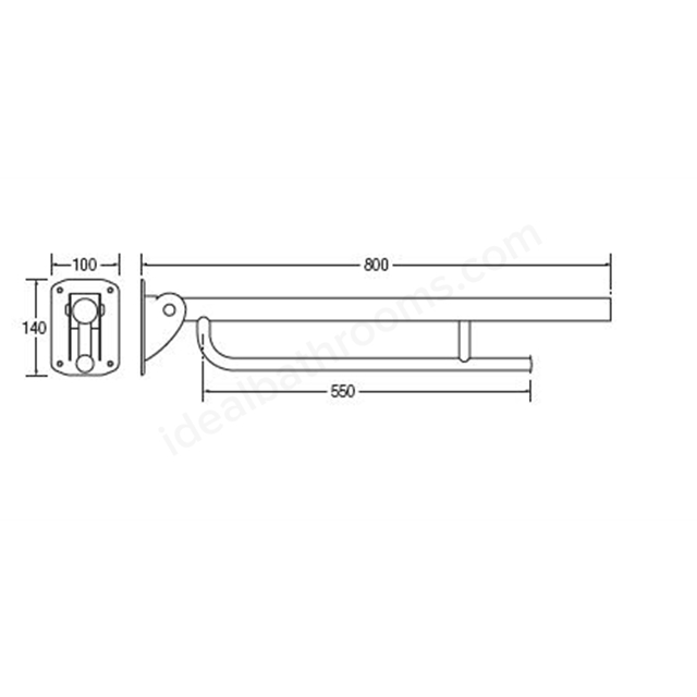 Bathex Friction 800mm Single Arm Concealed Stainless Steel Support Rail w/ Towel Rail & Toilet Roll Holder - Sateen Polish