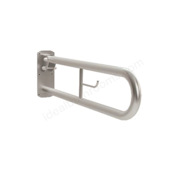Bathex Professional 760mm Double Arm Hinged Support Rail w/ Toilet Roll Holder - Sateen Polish
