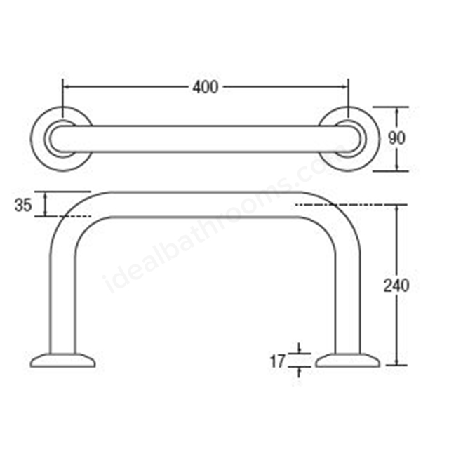 Bathex Professional 400mm x 240mm Mild Steel Backrest Rail - White