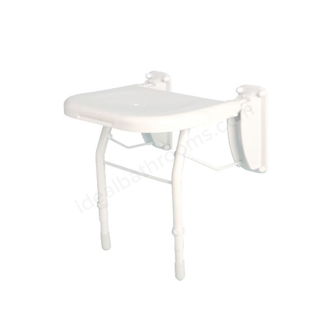 Bathex Professional Slotting Action Shower Seat w/ Stainless Steel Legs & Aluminium Brackets - White