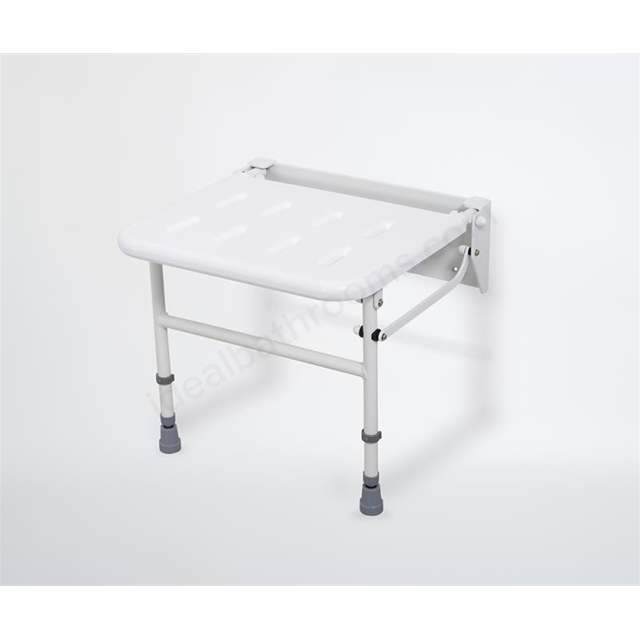 Bathex Professional Compact Shower Seat w/ Stainless Steel Legs - White