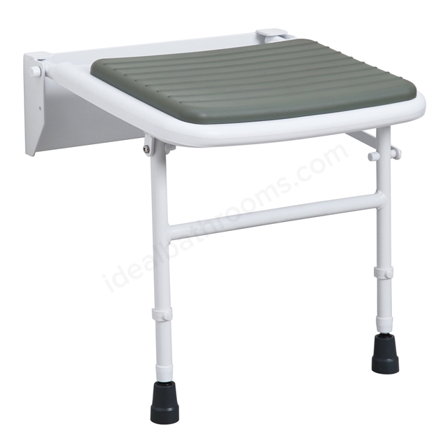 Bathex Professional Compact Padded Shower Seat w/ Stainless Steel Legs - White