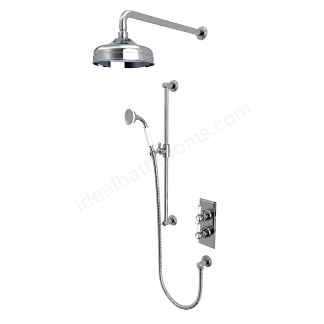 Tavistock Lansdown Dual Function Shower System With Riser Kit & Overhead Shower Chrome