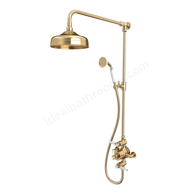 Tavistock Lansdown Dual Function Shower System With Overhead Shower & Handset Brushed Brass