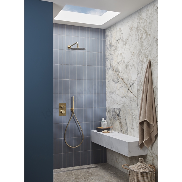 Tavistock Quantum Dual Function Shower System With Handset; Holder & Overhead Shower Brushed Brass